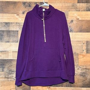 Lululemon Athletica Women's Purple Scuba Funnel Neck 1/4 Zip Sweater XL/XXL